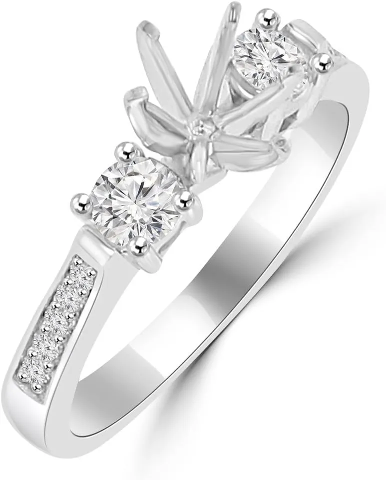 0.62 ct Ladies Round Cut Diamond Semi Mounting Engagement Ring in Platinum