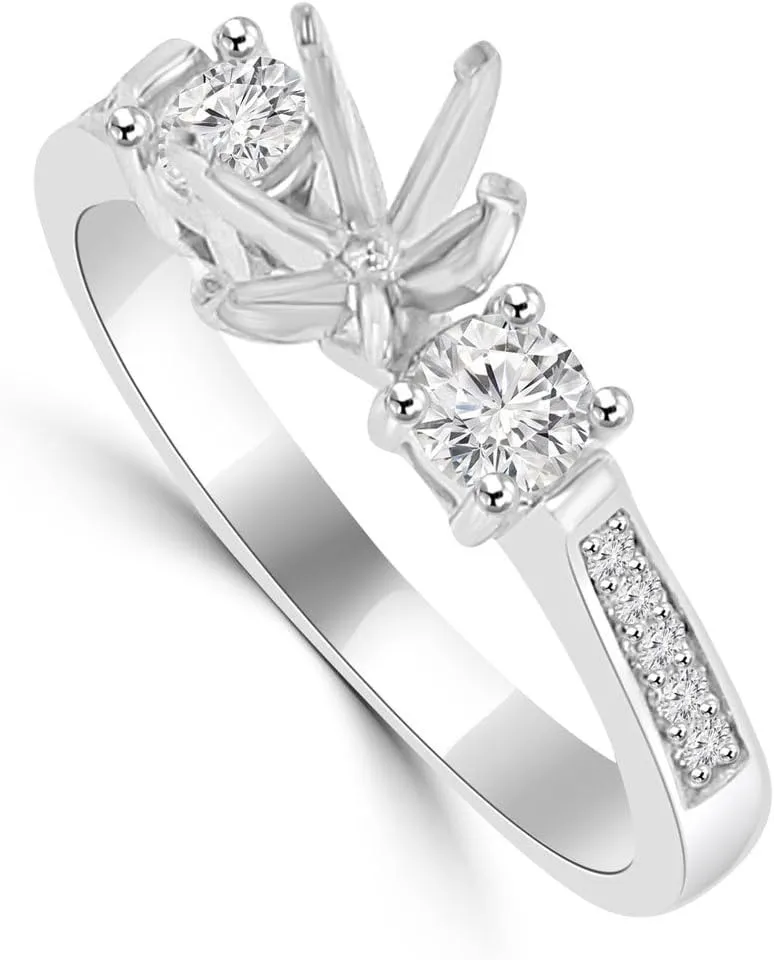0.62 ct Ladies Round Cut Diamond Semi Mounting Engagement Ring in Platinum
