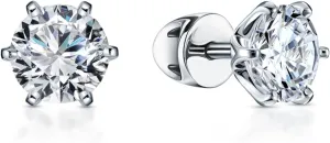 1.00ct Round Diamond Stud Earring, 14k White Gold Solitaire Stud, Six-Prong Sterling Silver Setting, Brilliant Gift for Women.