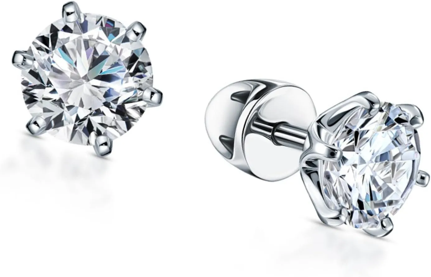 1.00ct Round Diamond Stud Earring, 14k White Gold Solitaire Stud, Six-Prong Sterling Silver Setting, Brilliant Gift for Women.