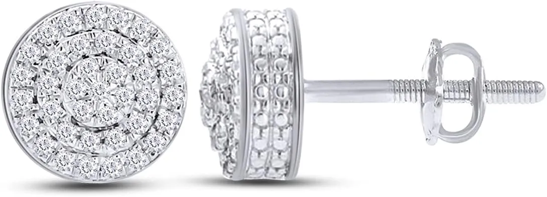 1/4 Cttw Round Cut Lab Grown Diamond Domed Cluster Stud Earrings In 10k Solid Gold Jewelry For Men Women (0.25 Cttw)