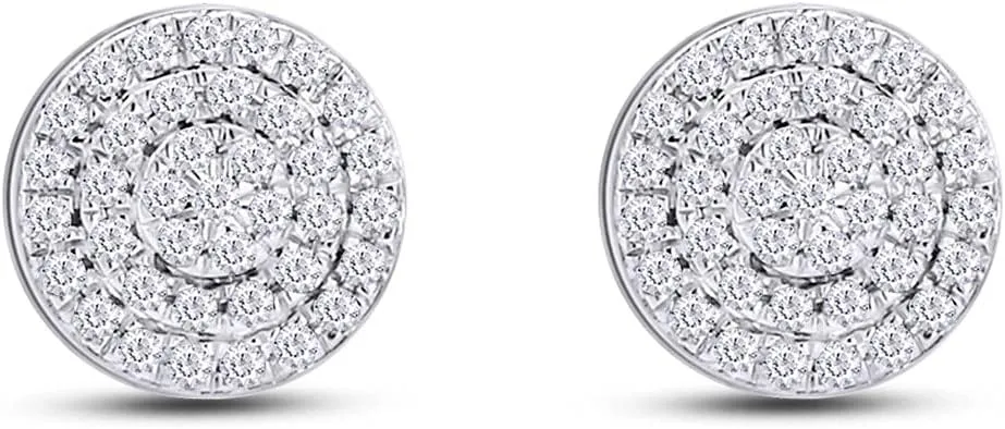 1/4 Cttw Round Cut Lab Grown Diamond Domed Cluster Stud Earrings In 10k Solid Gold Jewelry For Men Women (0.25 Cttw)