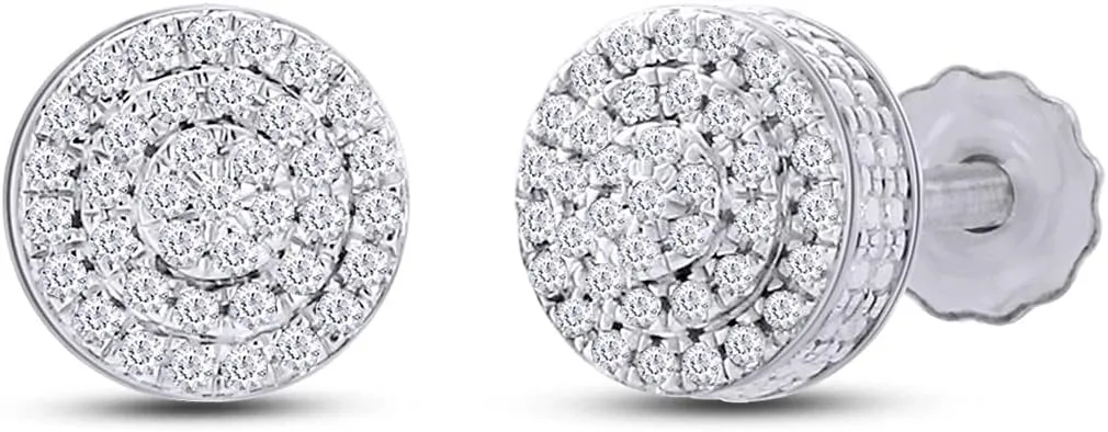1/4 Cttw Round Cut Lab Grown Diamond Domed Cluster Stud Earrings In 10k Solid Gold Jewelry For Men Women (0.25 Cttw)