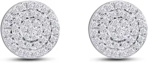 1/4 Cttw Round Cut Lab Grown Diamond Domed Cluster Stud Earrings In 10k Solid Gold Jewelry For Men Women (0.25 Cttw)