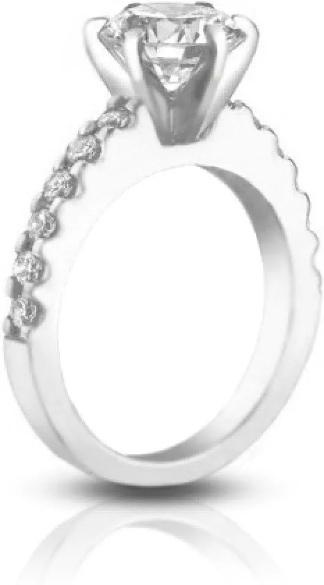 1.45 Ct Round Cut Diamond Engagement Ring with Accented Diamonds in Platinum