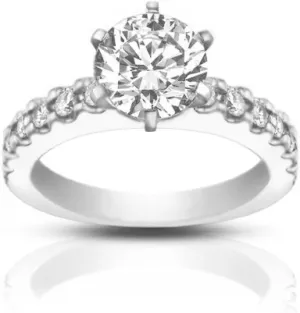 1.45 Ct Round Cut Diamond Engagement Ring with Accented Diamonds in Platinum
