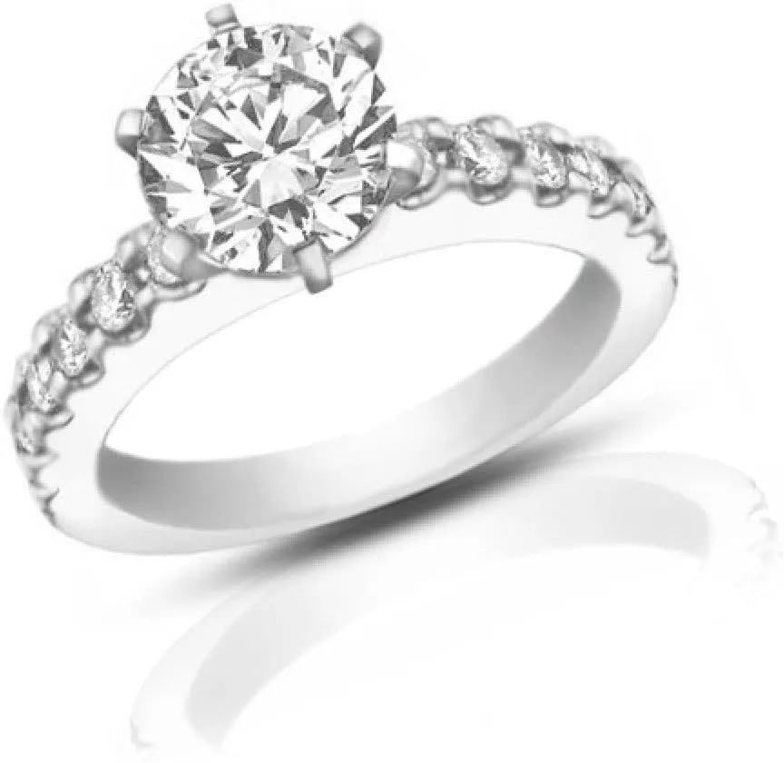 1.45 Ct Round Cut Diamond Engagement Ring with Accented Diamonds in Platinum