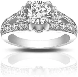 1.49 ct Vintage Style Round Cut Diamond Engagement Ring in Platinum