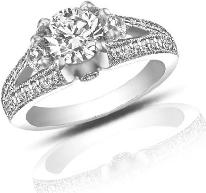 1.49 ct Vintage Style Round Cut Diamond Engagement Ring in Platinum