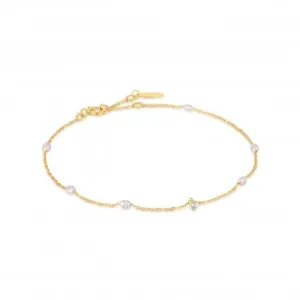 14ct Gold Pearl And White Sapphire Bracelet BAU003-01YG