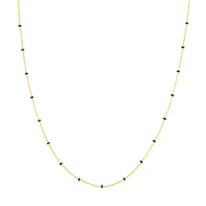 14k Gold Chain with Blue Enamel Stations