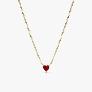 14K Lab Created Ruby Heart Necklace