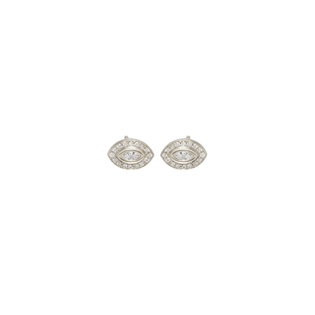 14k Small Marquise Diamond Pavé Halo Studs