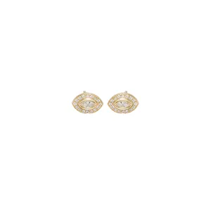 14k Small Marquise Diamond Pavé Halo Studs