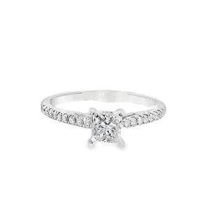 14K White Princess Diamond 0.46Ct Solitaire Engagement Ring