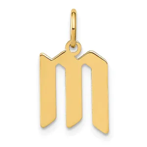 14K Yellow Gold Upper Case Letter M Initial Charm Pendant