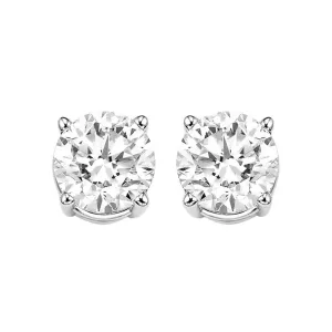 14KT White Gold & Diamond Classic Book Round Stud Earrings  - 2 ctw
