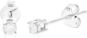 1/6 cttw to 1/5 cttw Diamond Stud Earrings .925 Sterling Silver Round 4 Prong with Push Backs