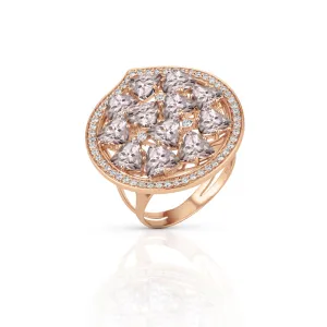 18k Mirage Pink Gold Ring With 0.40 Cts Vs-Gh Diamonds  And Morganite