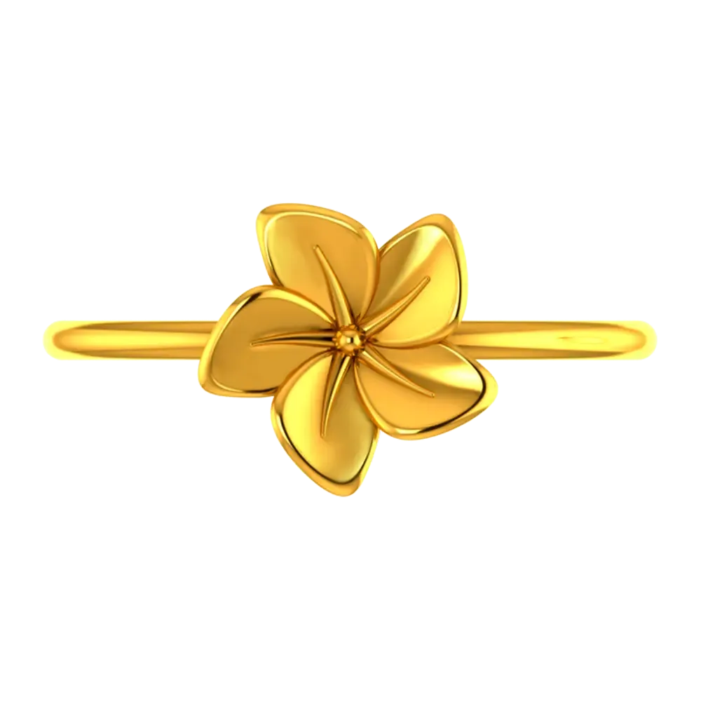 22k Gold Ring With A Five-petal Floral Design On Top