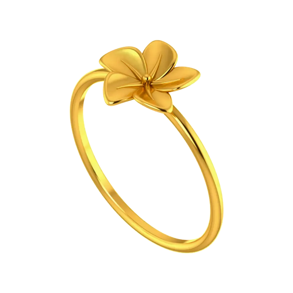 22k Gold Ring With A Five-petal Floral Design On Top