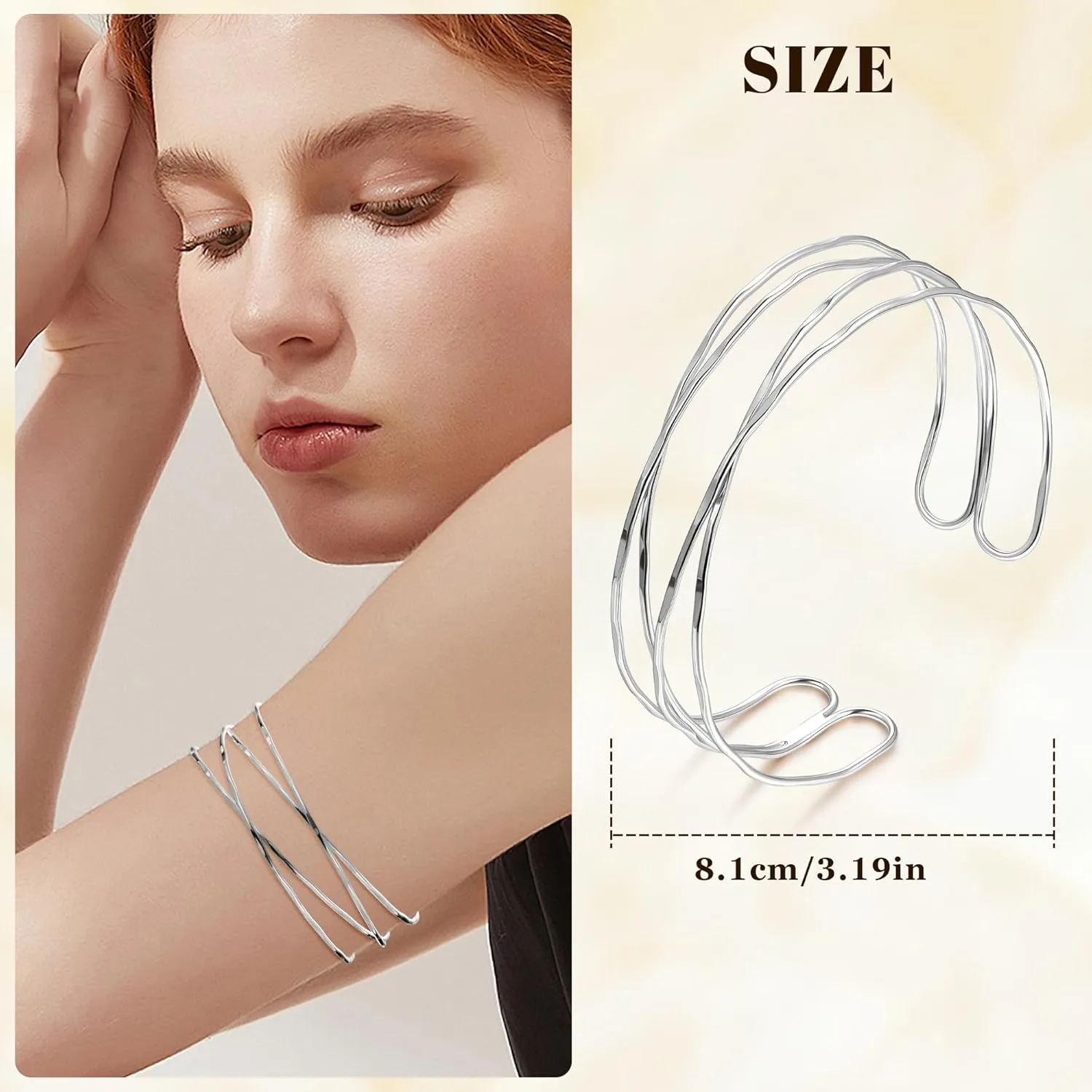 3Pcs Arm Cuff for Women Open Upper Arm Cuff Bangle Armlet Gold Silver Adjustable Armband Arm Bracelet Set