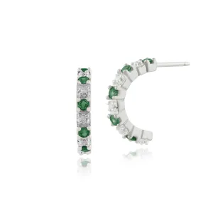 9 karat Weißes Gold Smaragd & Diamant Band Ohrringe