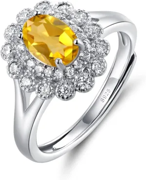 925 Sterling Silver Anniversary Ring Princess Diana Royal Engagement Platinum Plated Fine Jewelry for Women Adjustable size 6 7 8 9