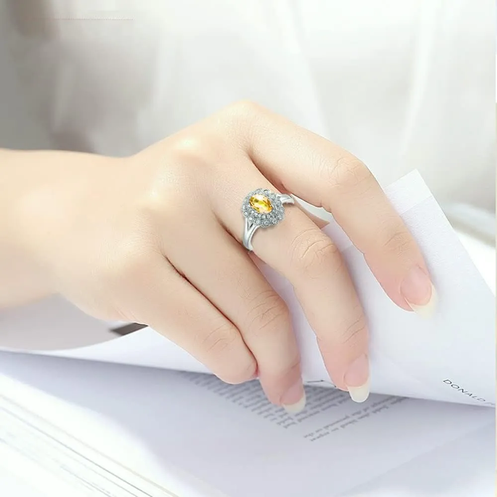 925 Sterling Silver Anniversary Ring Princess Diana Royal Engagement Platinum Plated Fine Jewelry for Women Adjustable size 6 7 8 9