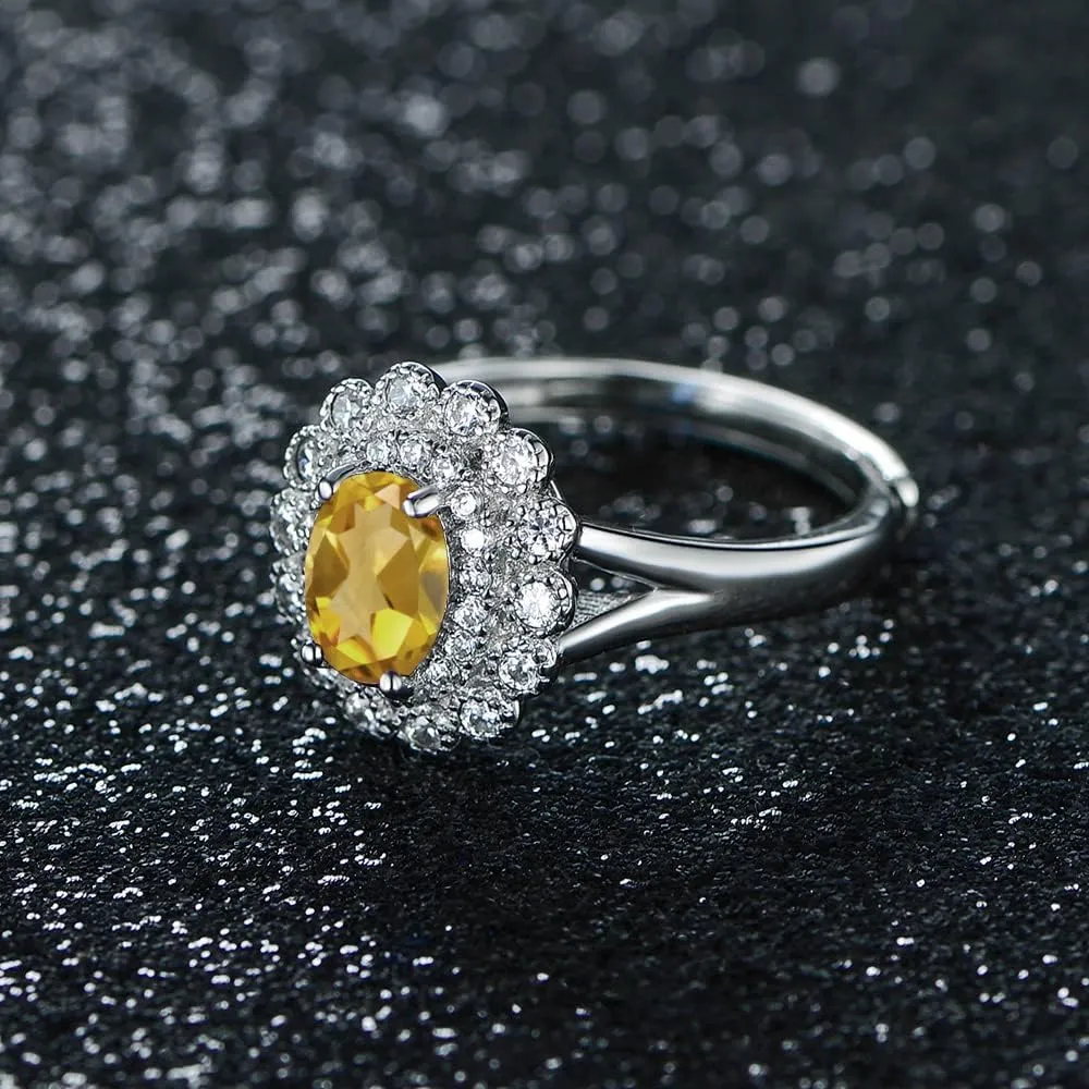 925 Sterling Silver Anniversary Ring Princess Diana Royal Engagement Platinum Plated Fine Jewelry for Women Adjustable size 6 7 8 9
