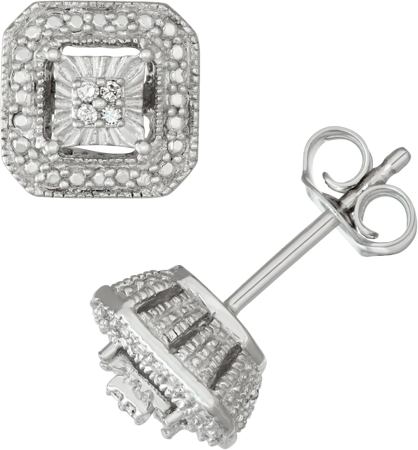 925 Sterling Silver Diamond Stud Earrings - Solitaire Look, Heart/Round/Square Shape Stud Earrings for Women