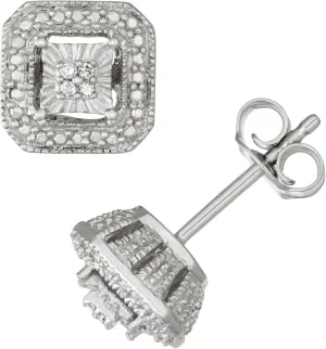 925 Sterling Silver Diamond Stud Earrings - Solitaire Look, Heart/Round/Square Shape Stud Earrings for Women