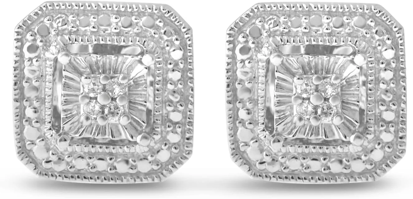 925 Sterling Silver Diamond Stud Earrings - Solitaire Look, Heart/Round/Square Shape Stud Earrings for Women
