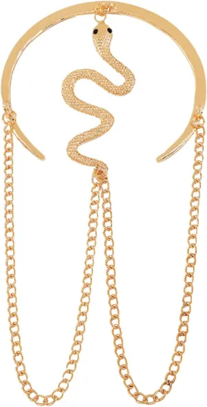 Adjustable Punk Crystal Snake Upper Arm Cuff Open Arm Band Bracelet Gold Plated Boho Chain Tassel Armlet Armband Bangle Jewellery Accessories for Women