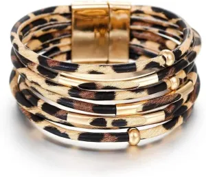 Aluinn Leather Wrap Bracelets For Women, Bohemia Multi-Layer Elegance Bracelet, Boho Bangle Western Cuff Bracelet Jewelry for Women