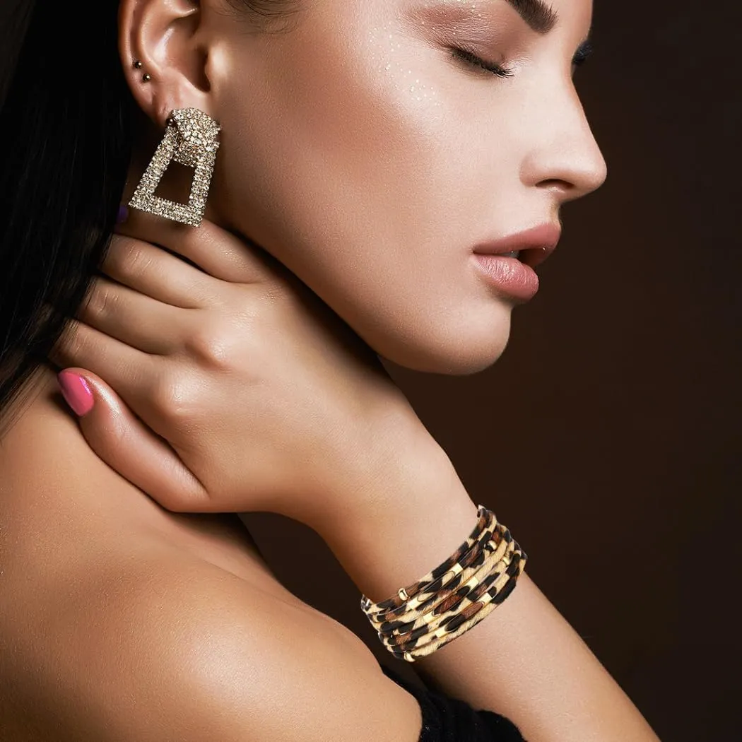 Aluinn Leather Wrap Bracelets For Women, Bohemia Multi-Layer Elegance Bracelet, Boho Bangle Western Cuff Bracelet Jewelry for Women