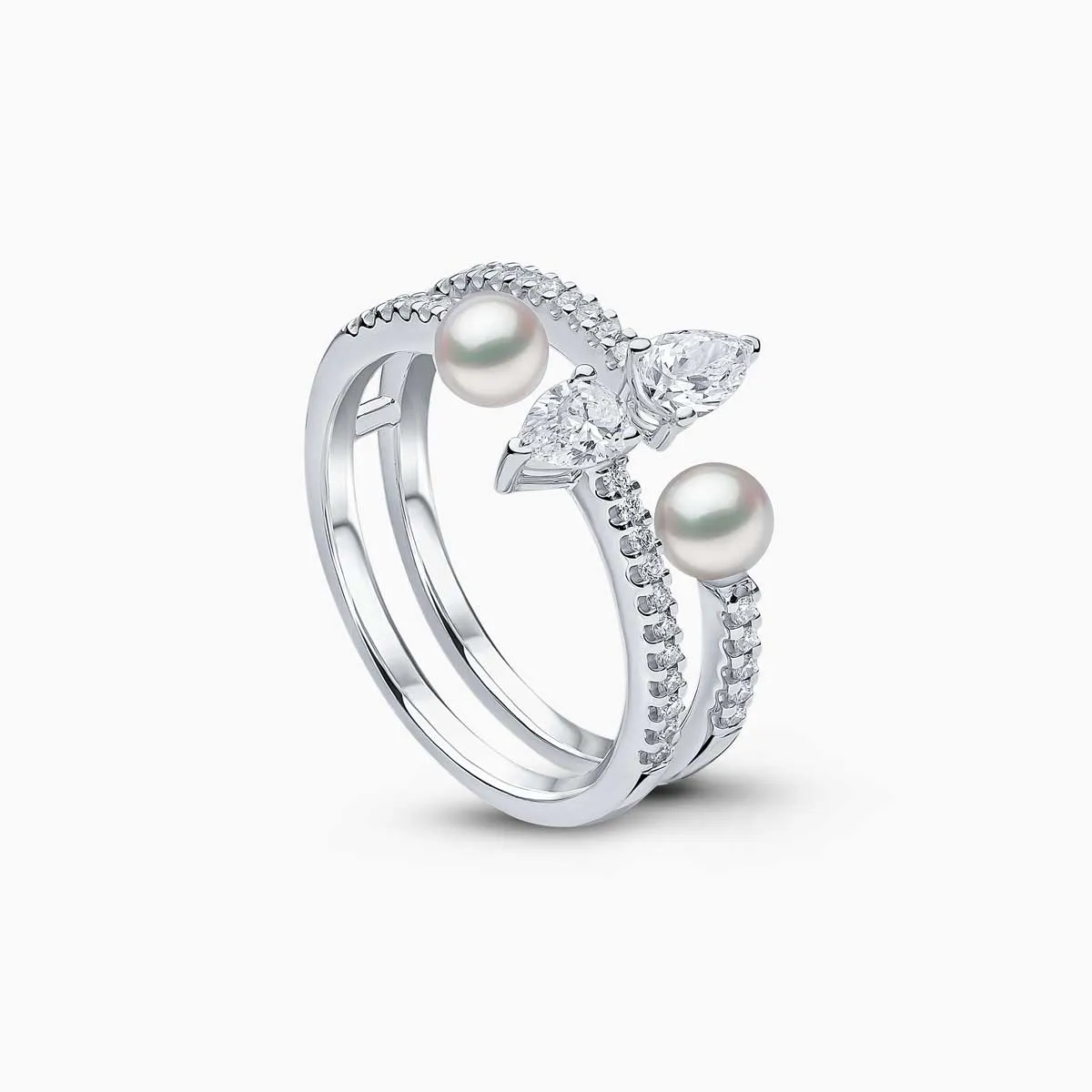 Baby Glitz 18K Gold Akoya Pearl and Princess-Cut Diamond Open Ring