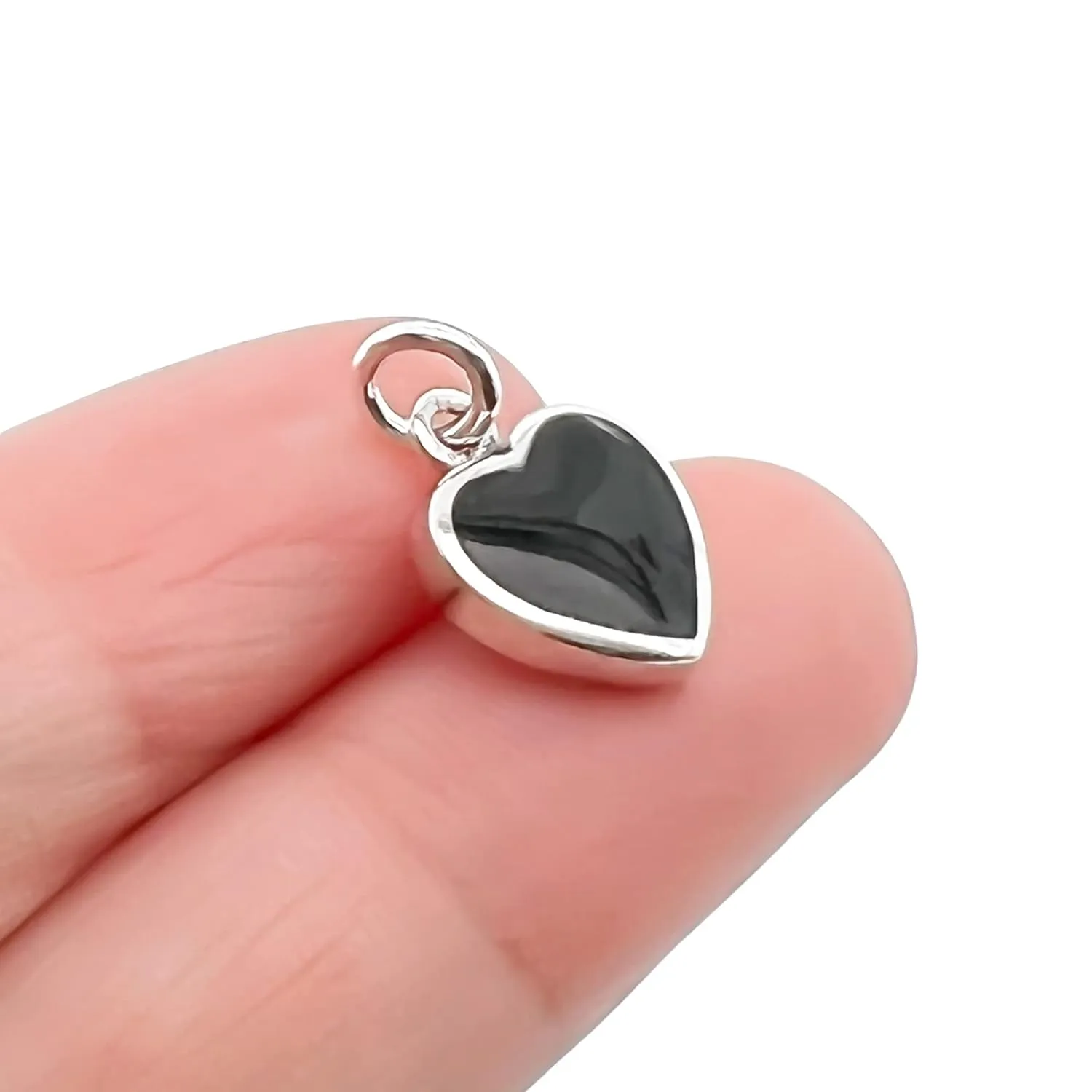 Black Heart Necklace, Tiny and Dainty Sterling Silver Black Onyx Heart Necklace for Women, Black Onyx Pendant Necklace, Layering Necklace (black onyx heart necklace, 20 inches)