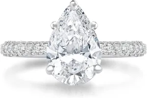 Bo.Dream 2ct/3ct Pear Shaped Cubic Zirconia CZ Engagement Rings Platinum Plated Sterling Silver