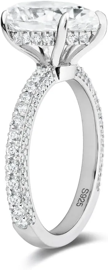 Bo.Dream 2ct/3ct Pear Shaped Cubic Zirconia CZ Engagement Rings Platinum Plated Sterling Silver