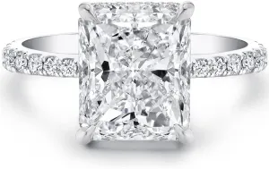 Bo.Dream Radiant Cut Cubic Zirconia CZ Engagement Rings Platinum Plated Sterling Silver