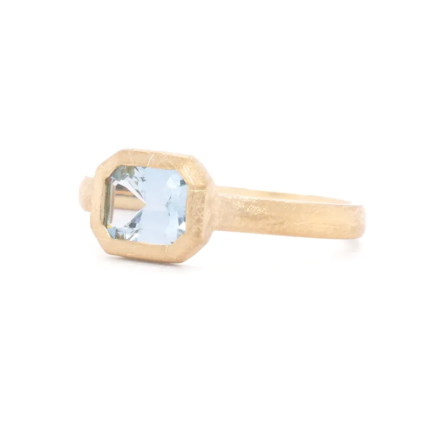 'Boulder' Emerald Cut Aquamarine Ring