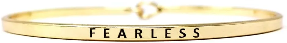 by you Inspirational Positive Message Engraved Thin Cuff Bangle Hook Bracelet