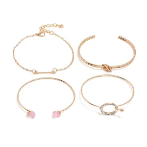 Chic Geometric Arrow Bracelet Set with Rhinestones
