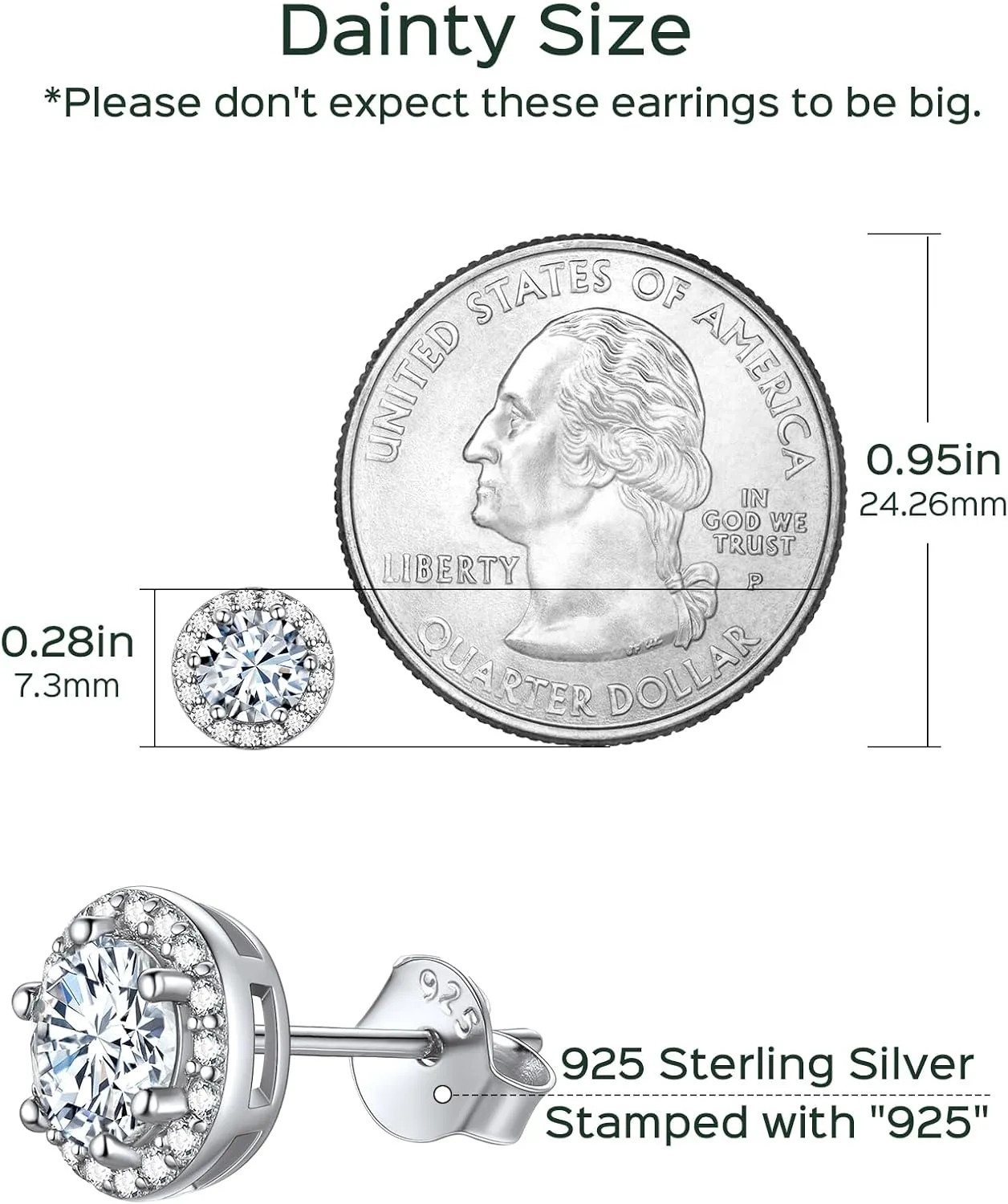 ChicSilver 925 Sterling Silver Heart/Round/Pear/Emerald Cut Birthstone Halo Stud Earrings for Women Birthday Jewelry (with Gift Box)