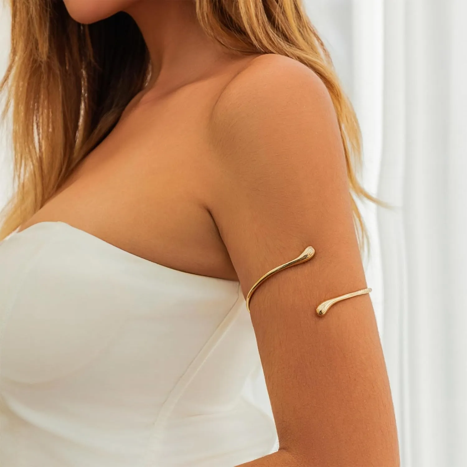 Choistily Arm Cuff Layered Bracelet Adjustable Upper Arm Cuff Bangle Gold Jewelry Gifts for Women Boho Summer Beach Essentials