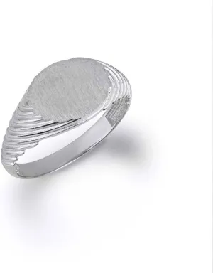 Claddagh Gold .925 Sterling Silver Oval Striped Signet Ring