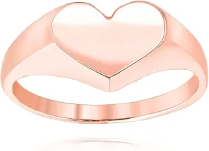 Claddagh Gold Womens 10K or 14K Mini Heart Signet Ring Available in Yellow, Rose and White Gold with multiple ring sizes