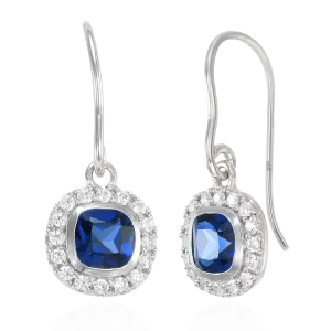 Classic Cushion Cut Blue Sapphire Earrings