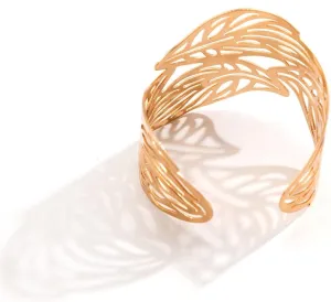 COLORFUL BLING Chunky Gold Silver Open Wide Hammered Wrist Cuff Bangle Adjustable Hollow Leaf Flower Wrap Bracelet for Women Statement Wristband Jewelry-gold leaf